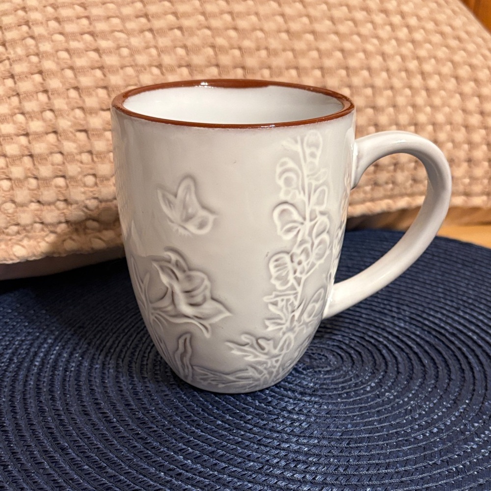 Pier 1 Floral Embossed Mug